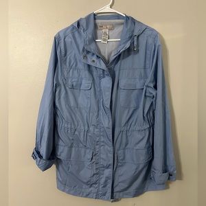 Sag Harbor Sport Blue Drawstring Waist Windbreaker Coat Pockets Women’s Size: L